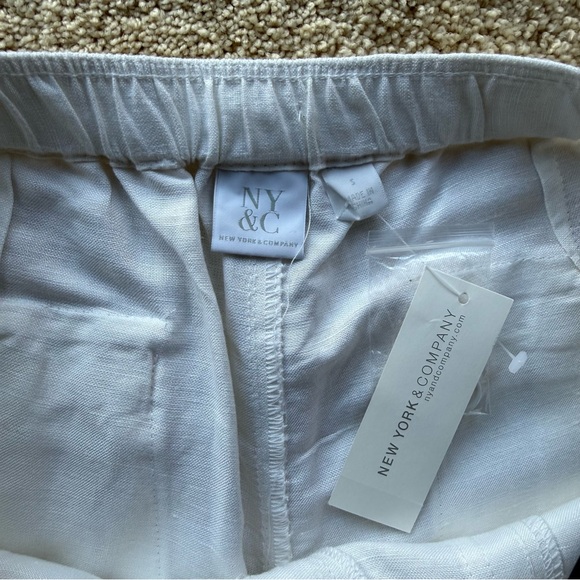 NY & Co White Linen Blend Straight Leg Pants NWT Size S - Picture 2 of 5